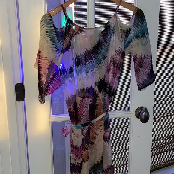 Anthro Pinkerton Silk Dress watercolor - Picture 5 of 8